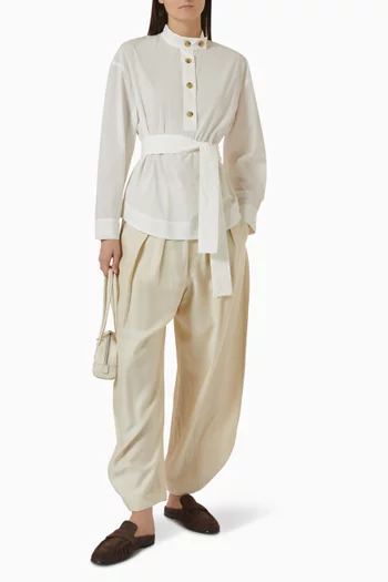 Lizzie Belted Blouse in Cotton Poplin