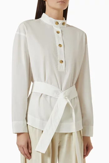 Lizzie Belted Blouse in Cotton Poplin