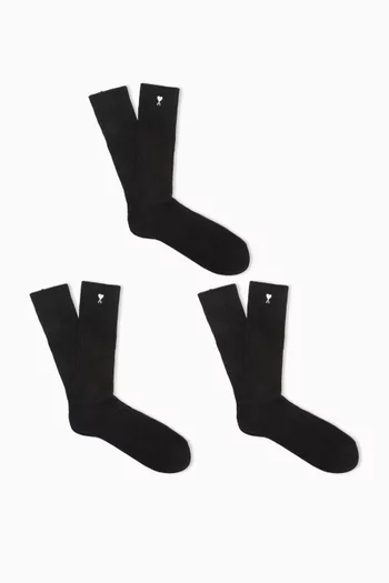 Quota Embroidered Socks, Set of 3