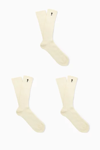 Quota Embroidered Socks, Set of 3