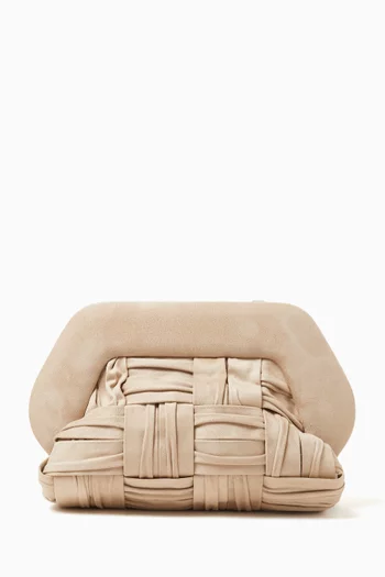 Medium Bios Clutch in Suede-effect Intreccio