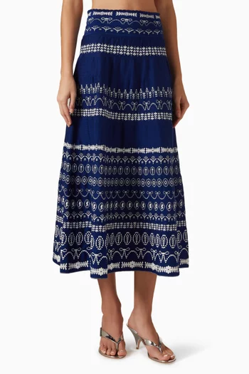 Faience Jacquard Midi Skirt in Knit