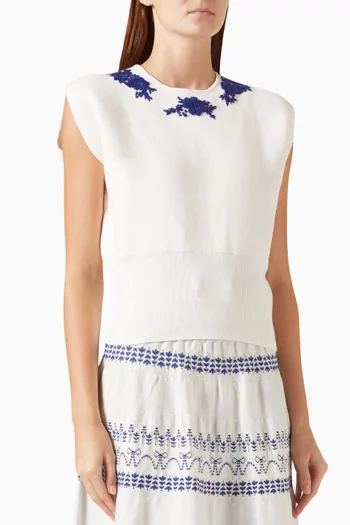 Fusain Hand-embroidered Sweater in Knit