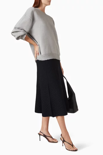 Basket-weave Midi Skirt in Knit