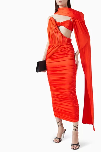 Etna Cut-out Midi Dress in Jersey