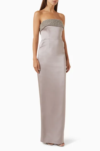 Rhea Crystal-embellished Dress in Satin