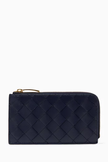 L-Zipped Card Case in Intrecciato Nappa