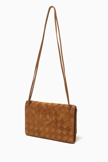 Andiamo Pouch On Strap in Intrecciato Suede