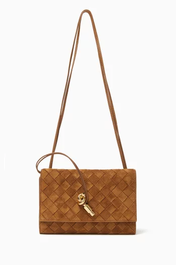 Andiamo Pouch On Strap in Intrecciato Suede