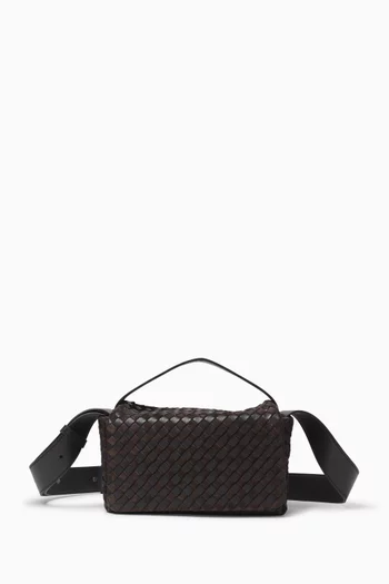 Mini Flap Bag in Intrecciato Leather