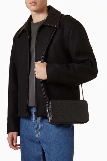 Small Soffietto Crossbody Bag in Intrecciato Leather