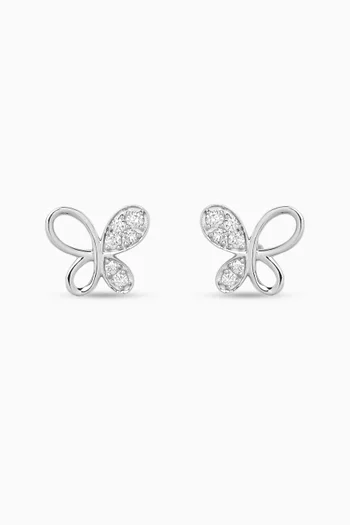 Butterfly Stud Earrings in 18kt White Gold