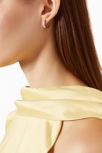Bezel Pave Diamond Huggie Earrings in 18kt Gold