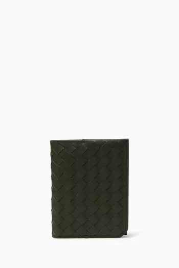Flap Card Case in Intrecciato Leather