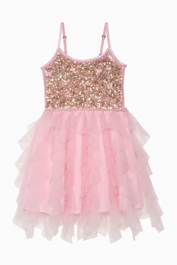 Ruffled Dress in Sequin-embellished