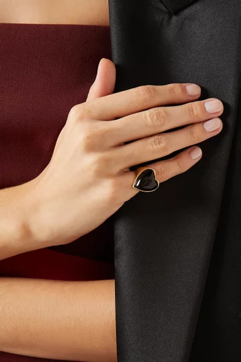 Semi-Precious Heart Ring in 14kt Gold-plated Brass