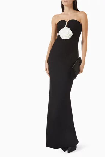 Strapless Monochrome Flower Gown