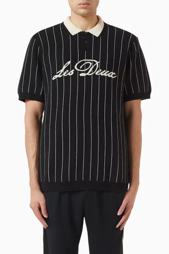 Pinstriped Polo T-shirt in Knit