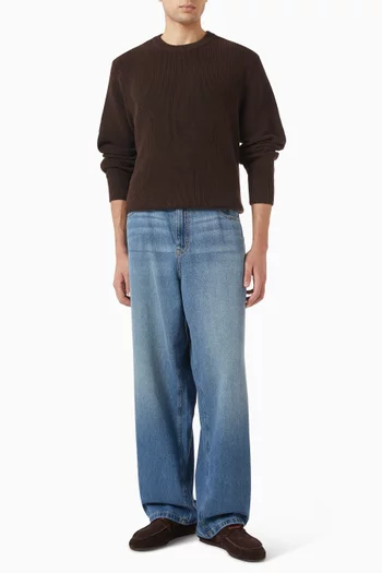 Ribbed Crewneck Sweater in Knit