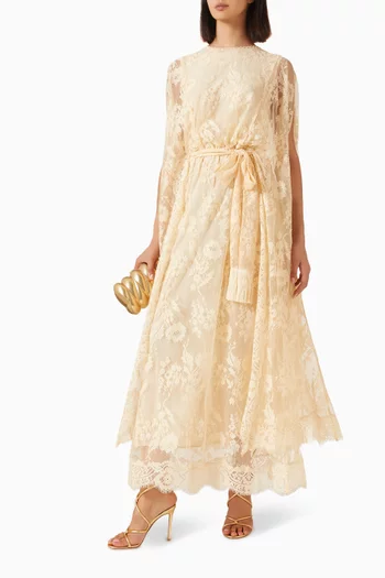 Valiant Lace Caped Maxi Dress