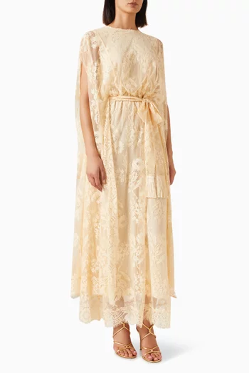Valiant Lace Caped Maxi Dress