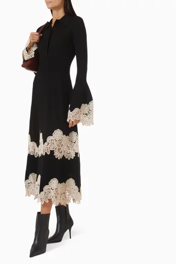 Valiant Lace Midi Dress in Merino Wool