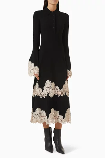 Valiant Lace Midi Dress in Merino Wool