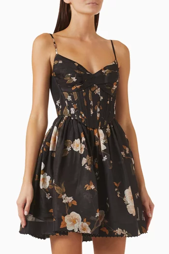 Ascent Corset Mini Dress in Linen Blend