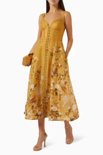 Momentum Corded Midi Dress in Silk & Linen