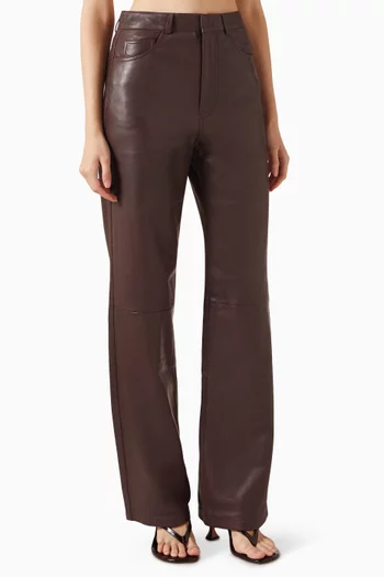 Straight-leg Pants in Leather