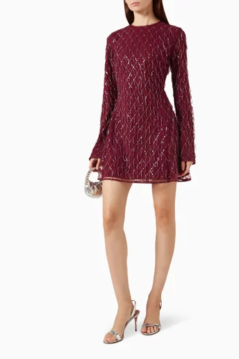 Sequin-embellished Flared Mini Dress