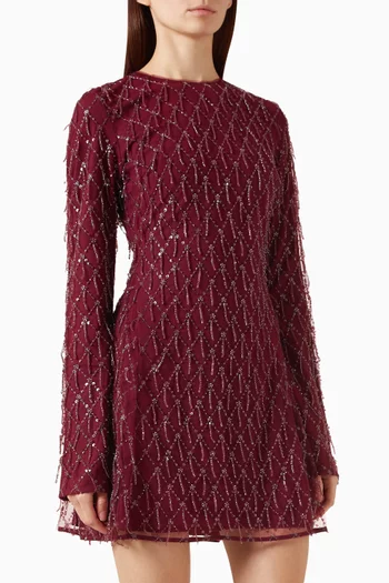Sequin-embellished Flared Mini Dress