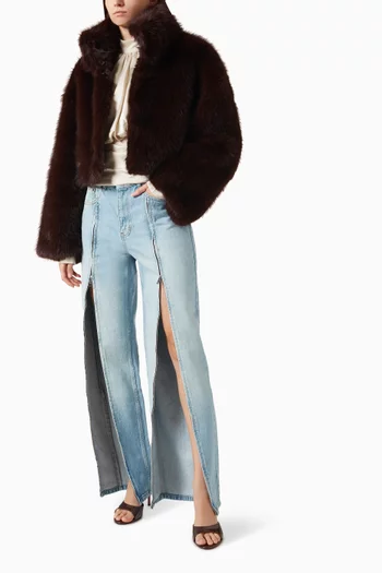 Crop Jacket in Faux Fur