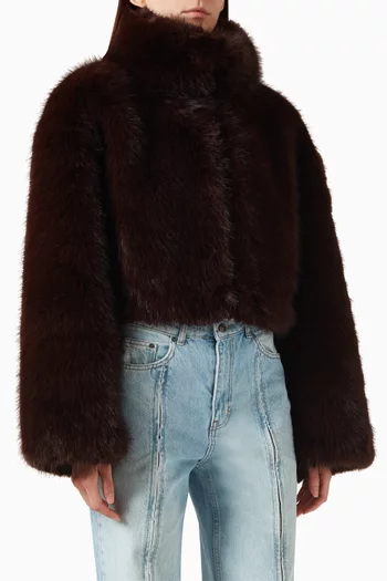 Crop Jacket in Faux Fur