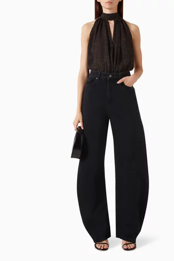 Draped Barrel-leg Jeans in Denim