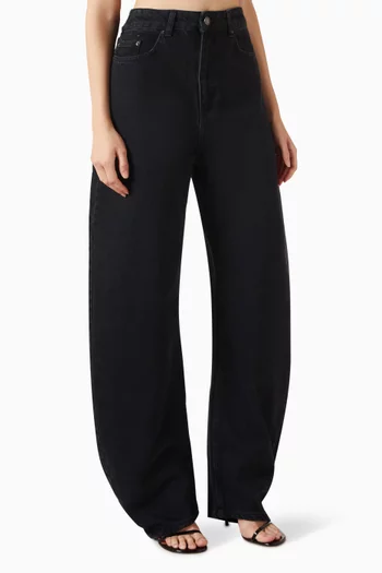 Draped Barrel-leg Jeans in Denim