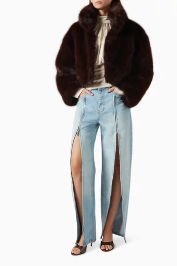 High-waist Cutline Jeans in Denim