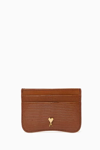 Paris Card Holder in Lizard-embossed Leather