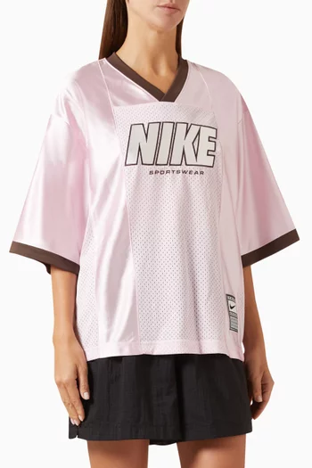 Oversized Logo Top in Jersey