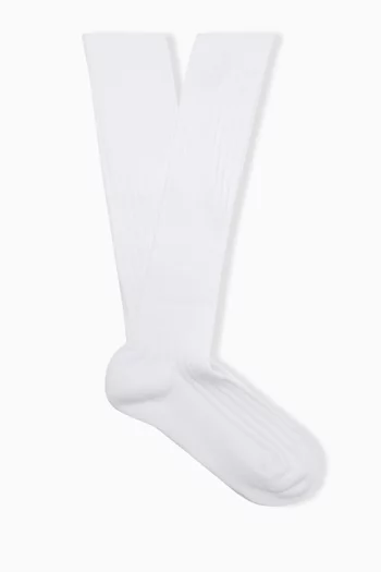 Ribbed Knee-high Socks in Cotton-knit