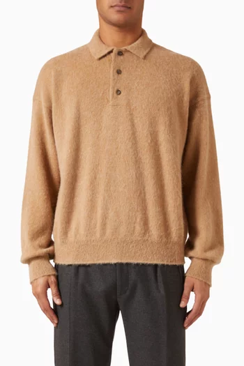 Brushed Polo Sweater in Cashmere & Alpaca