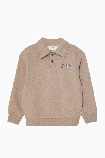 College Rugby Polo Sweatshirt in Cotton