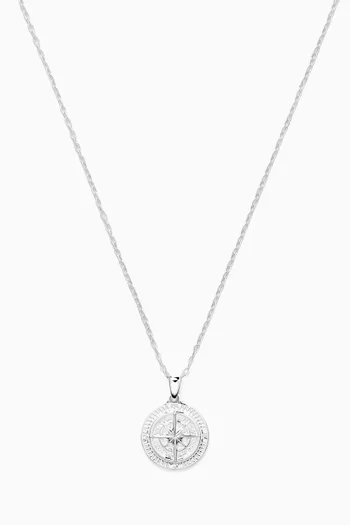 Compass Pendant Necklace in Sterling Silver