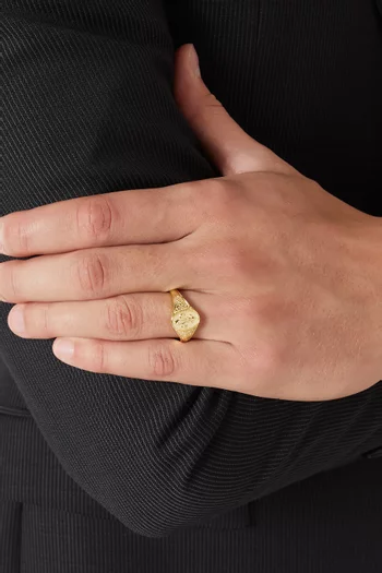 Fleur De Lis Signet Ring in 14kt Gold-plated Sterling Silver