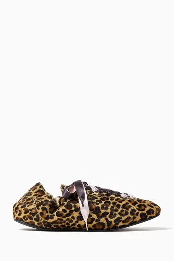 Leopard-print Tennis Sneakers in Calf Hair