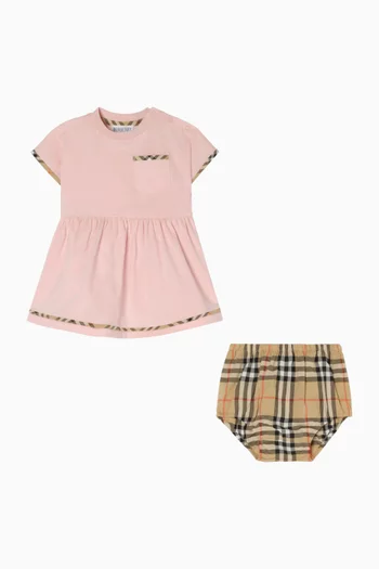 Lea Check Band Dress in Cotton