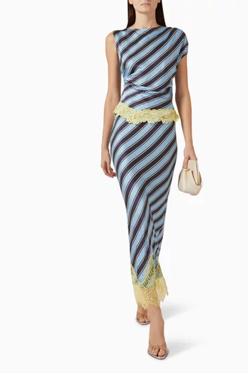Stripe Asymmetrical Top in Viscose