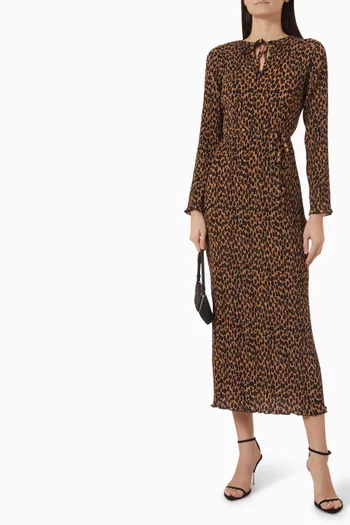 Leopard-print Gaia Dress in Plisse