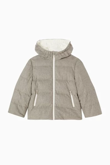 Flannel Down Jacket in Virgin Wool