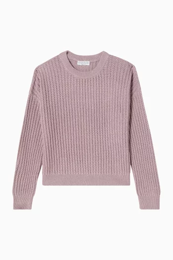 Diamond-yarn Sweater in Cotton Blend